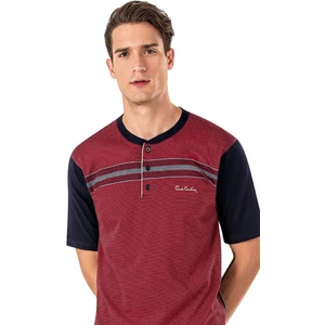 Pierre Cardin 6020 Erkek Jakarlı Kısa Kollu Şortlu 3'lü Pijama Takımı