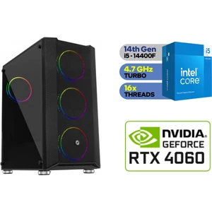 RTX4060-8GB-GAMİNG Pc Ddr5 - Intel I5 14400F - 16GB Ddr5 5200 Mhz - 1 Tb M.2 SSD - Windows 11 Pro