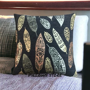 Pillows Store Yaprak Desenli Siyah Kırlent Kılıfı 45CM*45CM