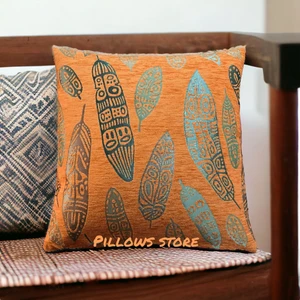Pillows Store Yaprak Desenli Turuncu Kırlent Kılıfı 45CM*45CM