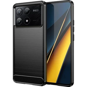 Poco X6 Pro / Xiaomi Redmi K70E Brushed Carbon Fiber Silikon Kılıf - Siyah