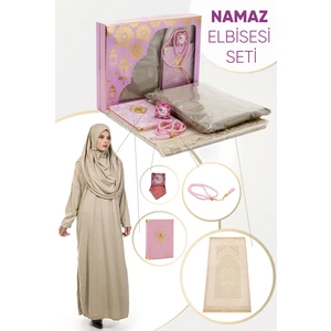 İhvan Online Pratik Başörtülü Tek Parça Namaz Elbisesi ve Seccade Seti Pembe