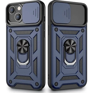 Case 4u Apple iPhone 13 Kılıf Ultra Korumalı Yüzüklü Manyetik Sürgülü Vega Kapak Lacivert