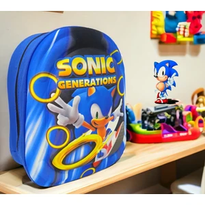 Sonic 3D Kabartmalı Anaokulu Kreş ve Günlük Kullanım Çantası Sırt Çantası 2 6 Yaş