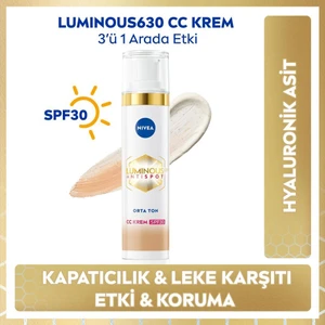 Lumınous630 Koyu Leke Karşıtı Cc Yüz Kremi 40ml, Spf30 Güneş Koruyucu, Hyaluronik Asit, Orta Ton