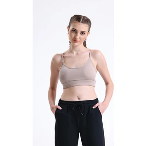 Fitilli İnce Askılı Şekillendirici Spor Sütyeni | Ten