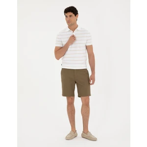 Pierre Cardin Erkek Haki Slim Fit Keten Karışımlı Dokuma Şort 50291519-VR027