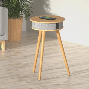 Barista Ayaklı Sehpa Bluetooth Hoparlör Açık Kahve Ahşap Kablosuz Tel Şarj Özellikli Magsafe