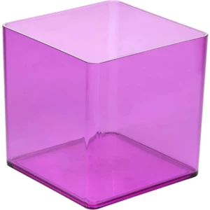 Melkan Home Küp Saksı 2,8 Litre 15 cm Şeffaf Mor Kristal Saksı Şeffaf Mor Küp Saksı Şeffaf Mor Saksı