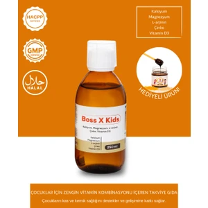 Boss x Kids 250 ml  Şurup / Kalsiyum, Magnezyum, L-Arjinin, Çinko, Vitamin D3