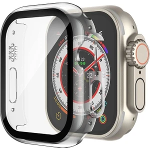 Megafox Teknoloji Renksiz Apple Watch Ultra 49 mm Uyumlu Sert Plastik Çizmeyen Pc Protective Ekran ve Kasa Koruyucu Gard