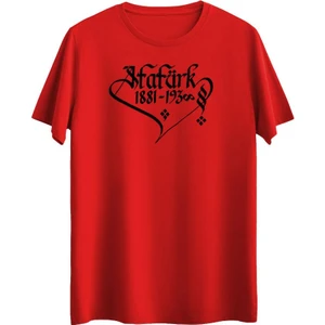 Atatürk Hat Sanatı Baskılı Sıfır Yaka Kısa Kollu 19 Mayıs 29 Ekim Tişört