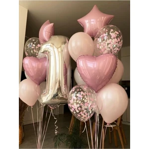 Meri Parti 1 Yaş Doğum Günü Balon Yaş Günü Yaş Balonu Kalp Yıldız Folyo Balon