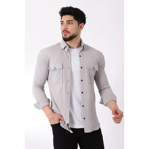 Stil Kombin Çift Cep Kapaklı Örme Gömlek Xc U16787_40292