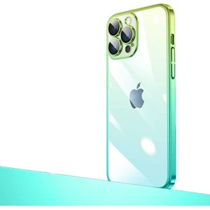 Megafox Teknoloji Apple iPhone 14 Pro Max Uyumlu Kılıf Parlak Renk Geçişli Kamera Korumalı Senkron Kapak, Yeşil-Mavi