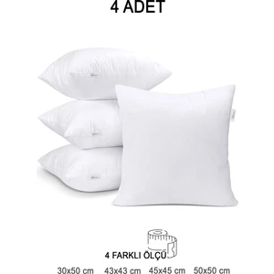 Vionel Home 4 Adet Premium Kare Kırlent Iç Yastık Elyaf Dolgulu Oyuncu Koltuk Yastığı, 30 x 50