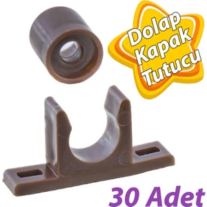30 Adet Mobilya Dolap Kapak Plastik Çıt Çıt Kahverengi
