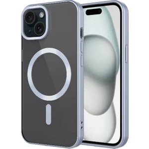 Megafox Teknoloji Apple iPhone 15 Uyumlu Kılıf Mat Tasarımlı Magsafe Wireless Şarj Özellikli Mat Setro Kapak, Gümüş