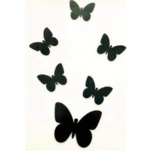 Dekoratif Ahşap 6 Adet Siyah Kelebek Duvar Süsü Butterfly Black