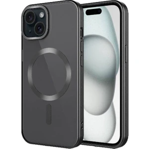Megafox Teknoloji Apple iPhone 15 Uyumlu Kılıf Mat Tasarımlı Magsafe Wireless Şarj Özellikli Mat Setro Kapak, Siyah