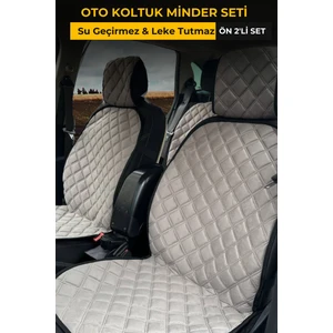 Alis Shopping Su Geçirmez & Terletmez Sırtlı Oto Koltuk Minder Seti-Koltuk Koruma Kılıfı (2'li Set)-Gri