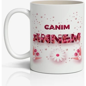 Nostaljik Lezzetler Canım Annem Yazılı Anneler Günü Tasarımlı Yazılı Baskılı Kupa Bardak Baskılı Kahve Kupa