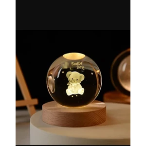 MR Shopping Mr Sevgiliye Özel 3D Kristal Cam Küre, Ahşap Soketli Gece Lambası,led, Gece Lambası,harika Bir Hediye