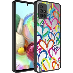 Megafox Teknoloji Samsung Galaxy A71 Uyumlu Kılıf Aynalı Desenli Kamera Korumalı Parlak Mirror Kapak, Kalp