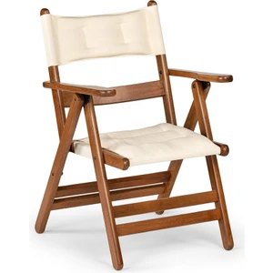 Mebel Stil Atina Minderli Katlanır Sandalye - Dış Mekan 2 Kademeli Kolçaklı Ahşap Bahçe, Balkon Sandalyesi