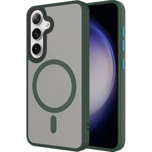 Megafox Teknoloji Samsung Galaxy S24 Plus Uyumlu Kılıf Sert Pc Arka Yüzey Wireless Şarj Özellikli Kapak, Koyu Yeşil