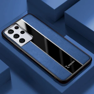 Samsung Galaxy S24 Ultra Uyumlu Kılıf Zebana Premium Deri Kılıf Mavi