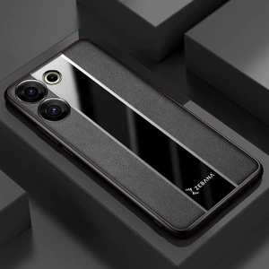 Tecno Camon 20 4g Uyumlu Kılıf Zebana Premium Deri Kılıf Siyah