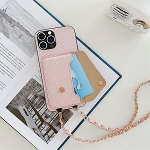 Apple iPhone 11 Pro Max Uyumlu Kılıf Zebana Boyun Askılı Deri Kılıf Rose Gold