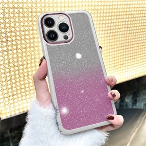 Apple iPhone 13 Pro Max Uyumlu Kılıf Zebana Işıltım Silikon Kılıf - Kamera Lens Korumalı Lila