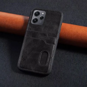 Xiaomi Redmi 12 Uyumlu Kılıf Zebana Kartlıklı Lüx Deri Kılıf Siyah