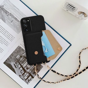 Samsung Galaxy Note 20 5g Uyumlu Kılıf Zebana Boyun Askılı Deri Kılıf Siyah