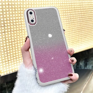Apple iPhone Xs Uyumlu Kılıf Zebana Işıltım Silikon Kılıf - Kamera Lens Korumalı Lila