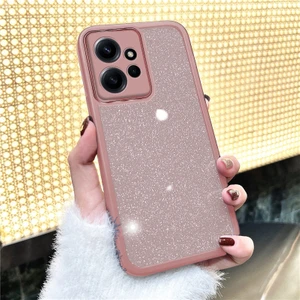 Xiaomi Redmi Note 12 Uyumlu Kılıf Zebana Işıltım Silikon Kılıf - Kamera Lens Korumalı Pembe