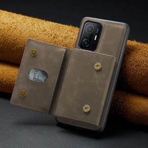 Xiaomi Mi 11T Uyumlu Kılıf Zebana 2in1 Elite Class Cüzdanlı Deri Kılıf Koyu Kahverengi