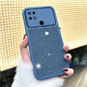 Xiaomi Poco C40 Uyumlu Kılıf Zebana Işıltım Silikon Kılıf - Kamera Lens Korumalı Açık Mavi