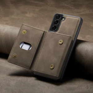 Samsung Galaxy S21 Fe 5g Uyumlu Kılıf Zebana 2in1 Elite Class Cüzdanlı Deri Kılıf Koyu Kahverengi