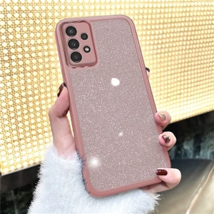 Samsung Galaxy A23 Uyumlu Kılıf Zebana Işıltım Silikon Kılıf - Kamera Lens Korumalı Pembe