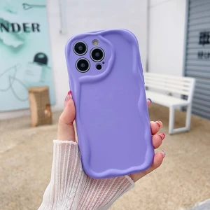 Apple iPhone 15 Pro Uyumlu Kılıf Zebana Wave Mat Silikon Kılıf Lila