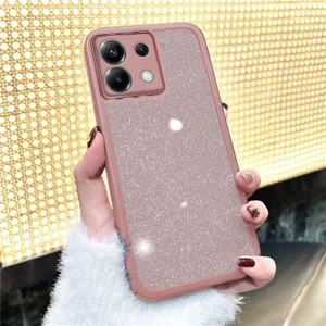 Xiaomi Poco X6 Uyumlu Kılıf Zebana Işıltım Silikon Kılıf - Kamera Lens Korumalı Pembe
