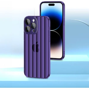 Apple iPhone 15 Pro Max Uyumlu Kılıf Zebana Bumper Silikon Kılıf (Kamera Lens Korumalı) Derin Mor