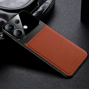 Xiaomi Redmi Note 13 Pro 4g Uyumlu Kılıf Zebana Lens Deri Kılıf Kahverengi