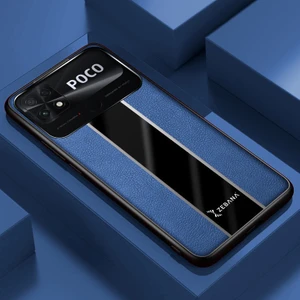 Xiaomi Poco C40 Uyumlu Kılıf Zebana Premium Deri Kılıf Mavi