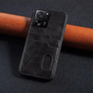 Xiaomi Mi 13T Pro Uyumlu Kılıf Zebana Kartlıklı Lüx Deri Kılıf Siyah