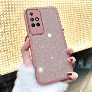 Xiaomi Redmi 10 Uyumlu Kılıf Zebana Işıltım Silikon Kılıf - Kamera Lens Korumalı Pembe