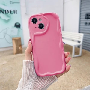 Apple iPhone 15 Uyumlu Kılıf Zebana Wave Mat Silikon Kılıf Pembe